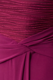 Shop Joseph Ribkoff Signature | Silky Knit & Cascade Off-Shoulder Sheath Gown - Joseph Ribkoff