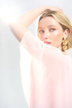 Shop Joseph Ribkoff Signature | Woven Twill A - Line Dress With Chiffon Overlay - Joseph Ribkoff