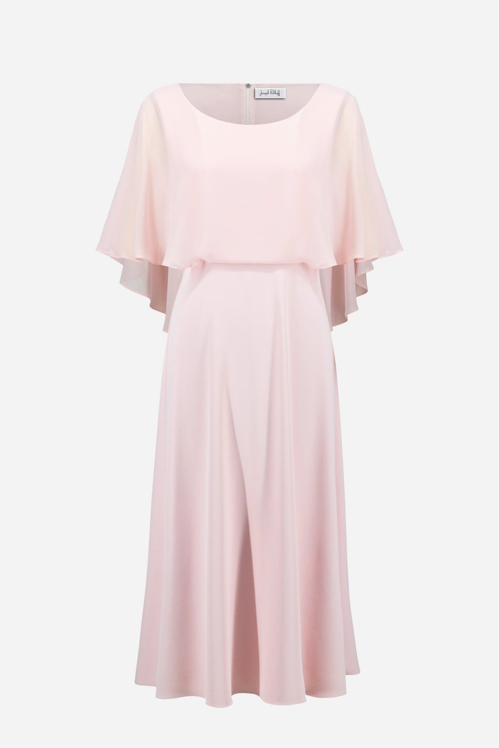 Shop Joseph Ribkoff Signature | Woven Twill A - Line Dress With Chiffon Overlay - Joseph Ribkoff