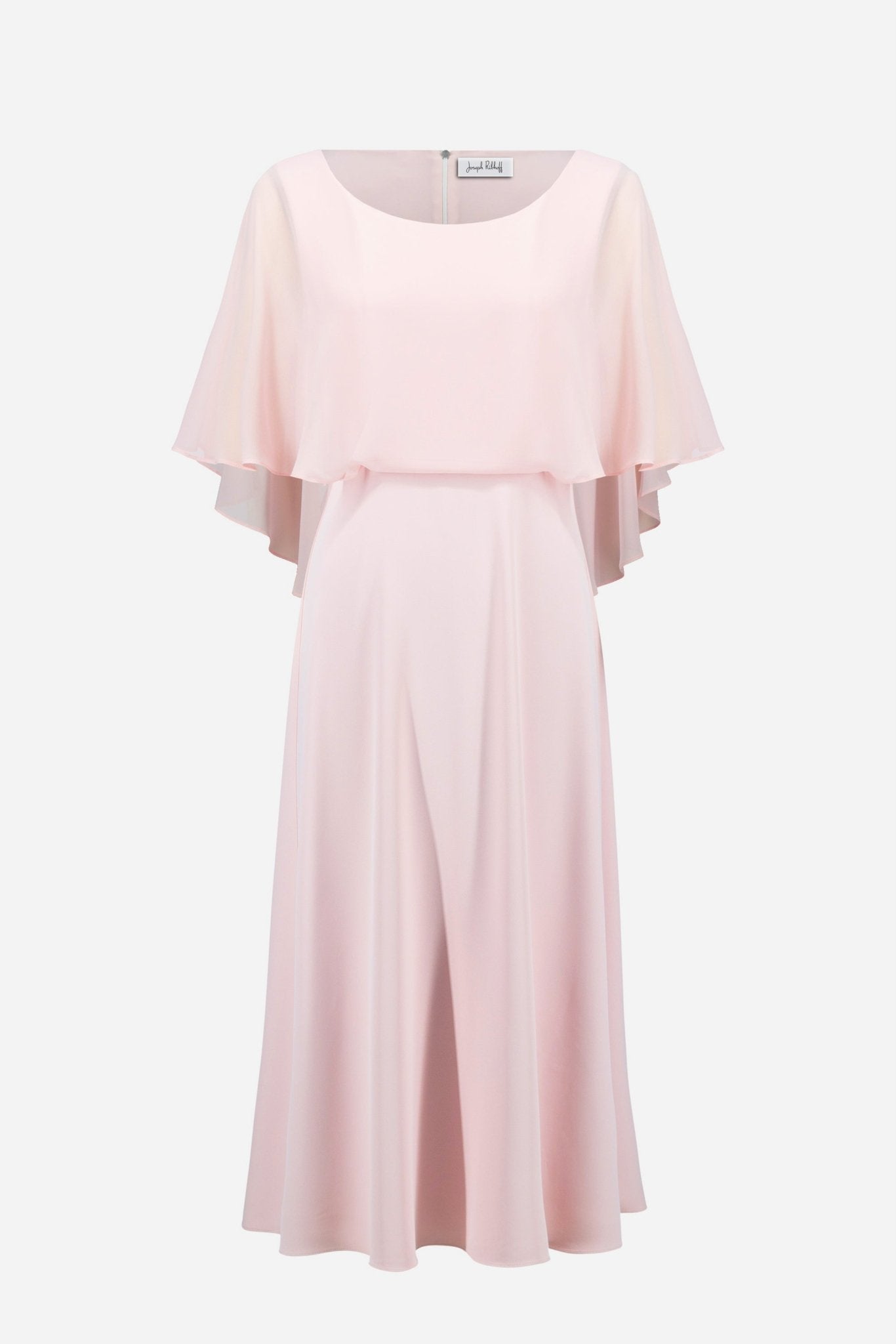 Shop Joseph Ribkoff Signature | Woven Twill A - Line Dress With Chiffon Overlay - Joseph Ribkoff