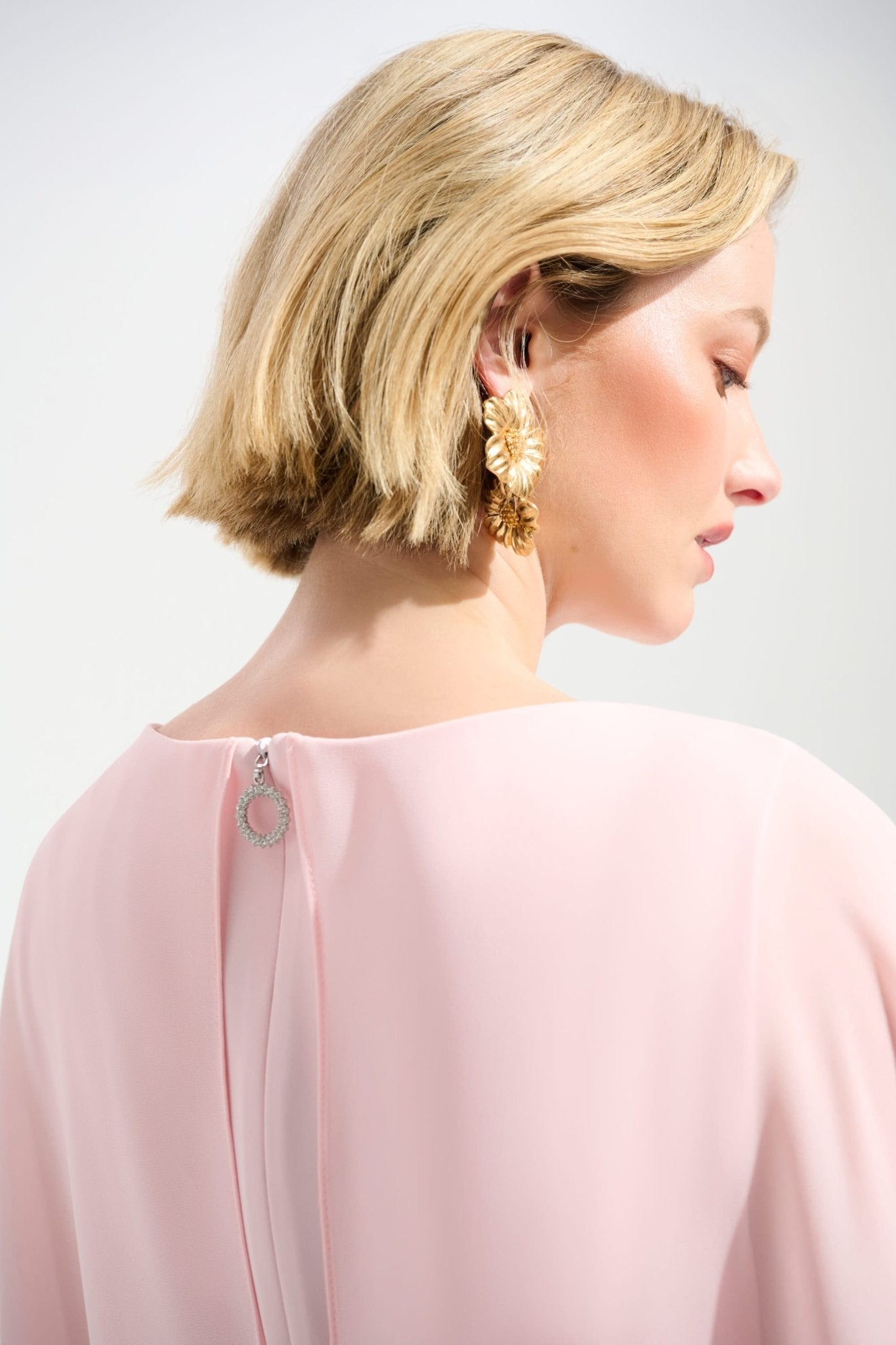 Shop Joseph Ribkoff Signature | Woven Twill A - Line Dress With Chiffon Overlay - Joseph Ribkoff