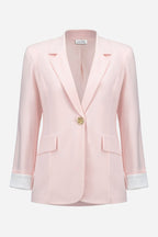 Shop Joseph Ribkoff Silky Knit Fitted Blazer With Statement Button - Joseph Ribkoff