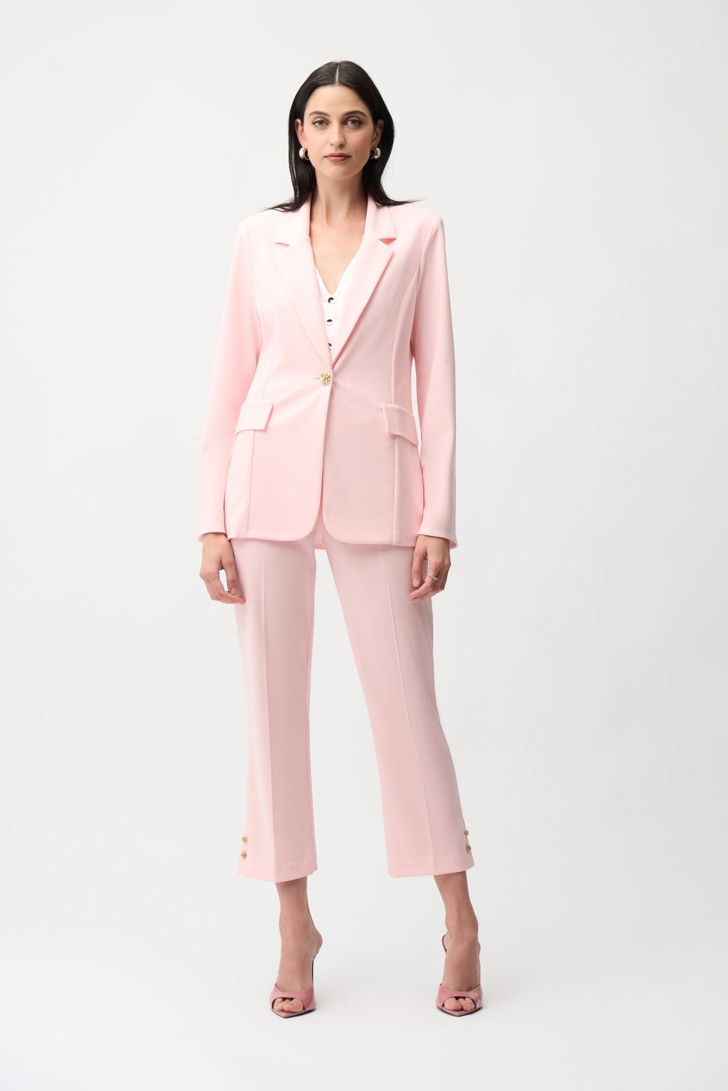 Shop Joseph Ribkoff Silky Knit Fitted Blazer With Statement Button - Joseph Ribkoff