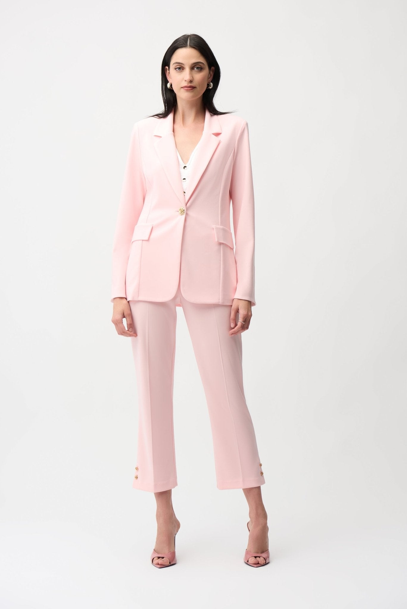 Shop Joseph Ribkoff Silky Knit Fitted Blazer With Statement Button - Joseph Ribkoff