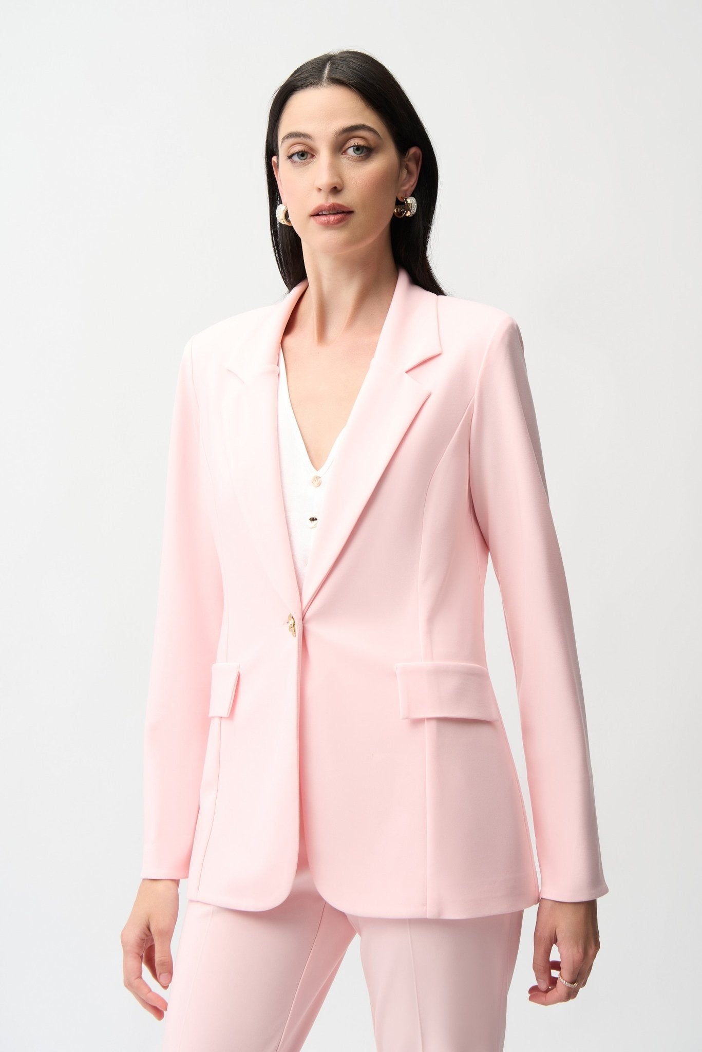 Shop Joseph Ribkoff Silky Knit Fitted Blazer With Statement Button - Joseph Ribkoff