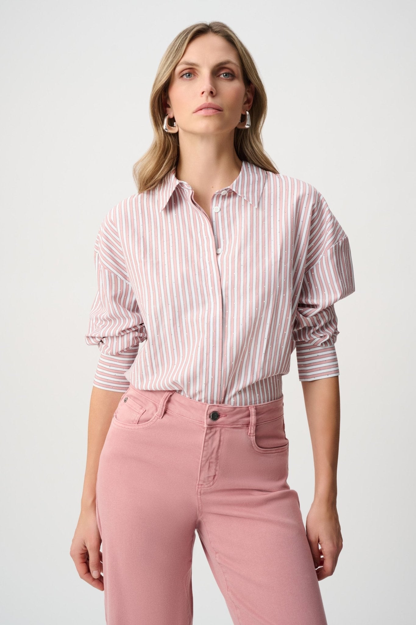 Shop Joseph Ribkoff Tencel Stripe Boxy Blouse - Joseph Ribkoff