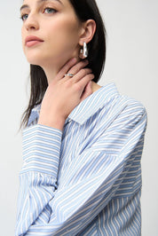 Shop Joseph Ribkoff Tencel Stripe Print Boxy Blouse - Joseph Ribkoff