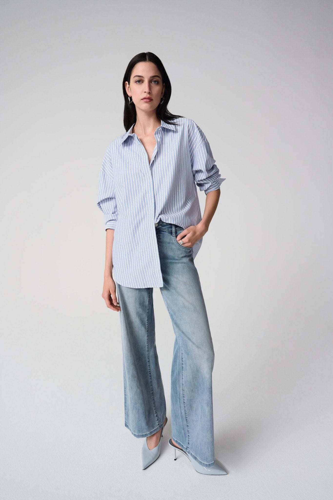 Shop Joseph Ribkoff Tencel Stripe Print Boxy Blouse - Joseph Ribkoff