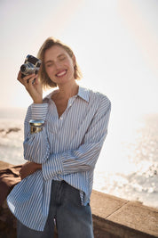 Shop Joseph Ribkoff Tencel Stripe Print Boxy Blouse - Joseph Ribkoff