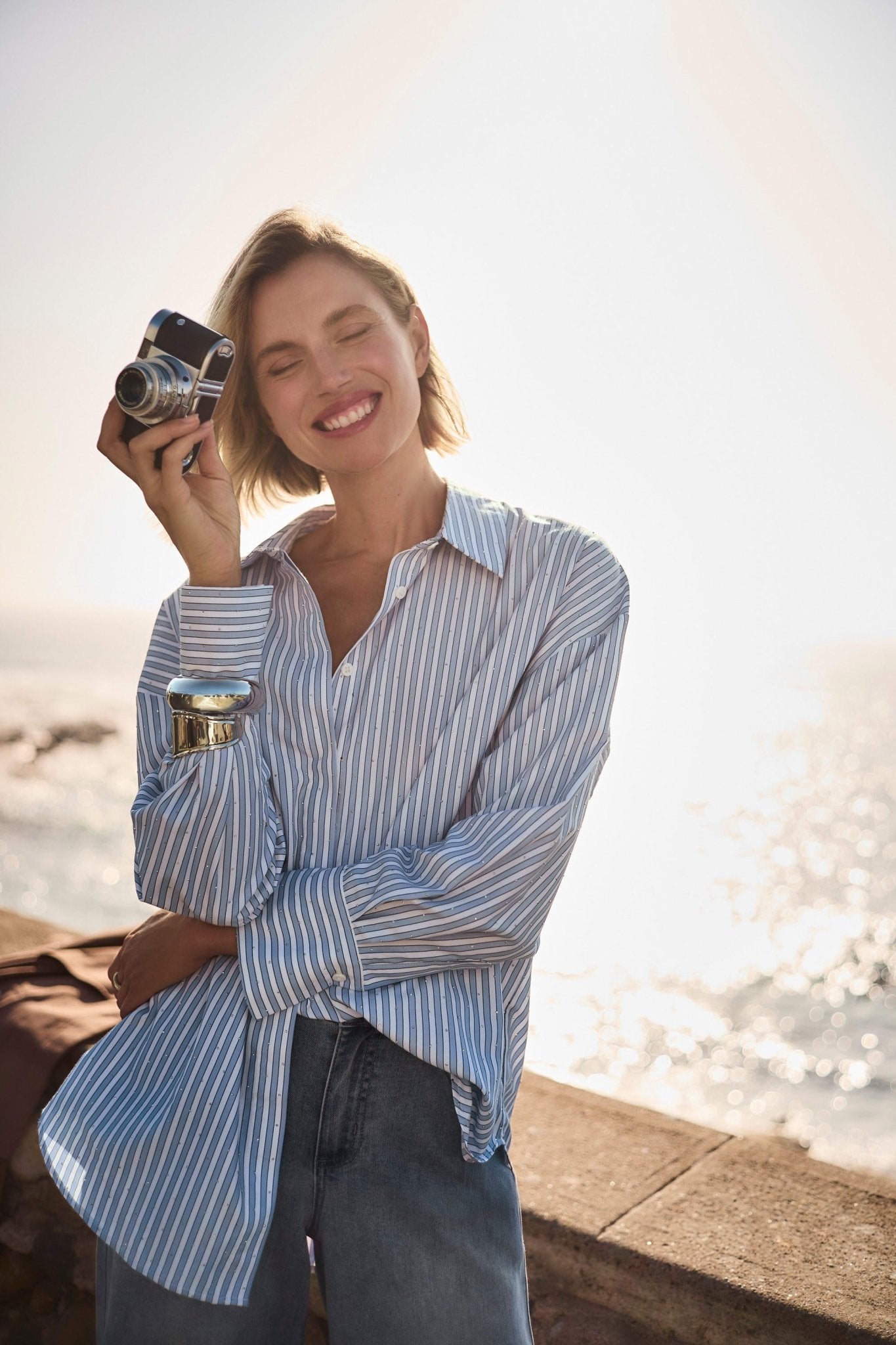 Shop Joseph Ribkoff Tencel Stripe Print Boxy Blouse - Joseph Ribkoff