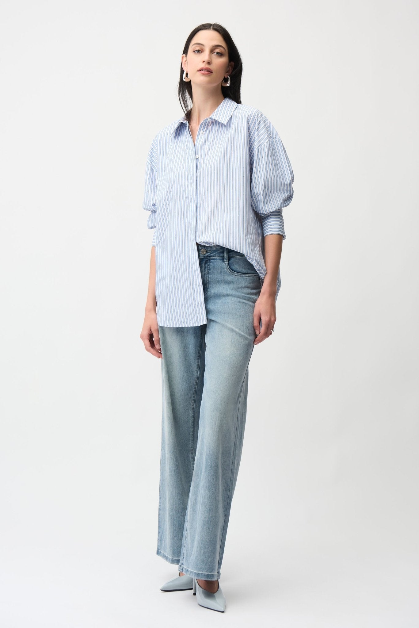 Shop Joseph Ribkoff Tencel Stripe Print Boxy Blouse - Joseph Ribkoff