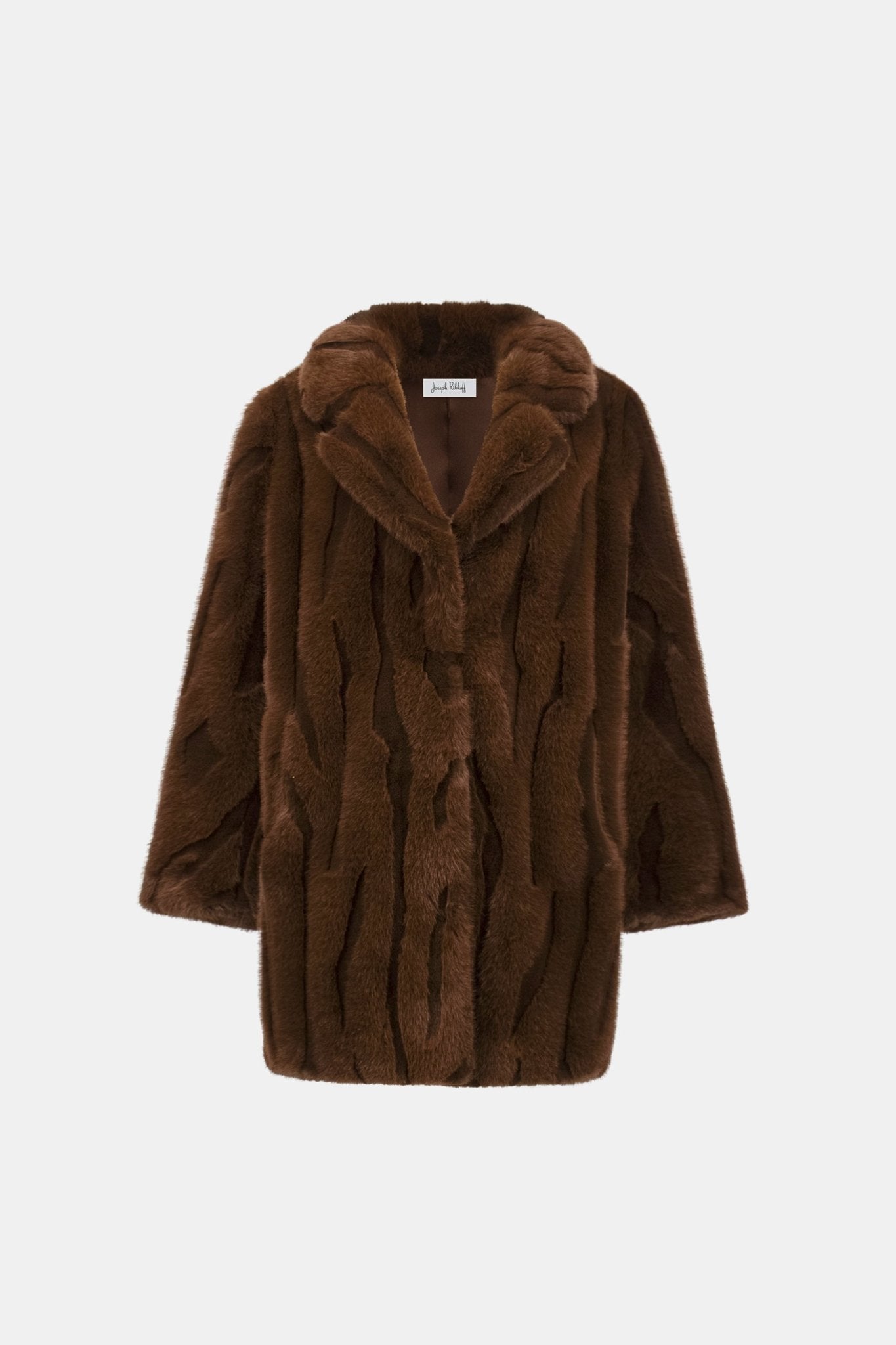 Shop Joseph Ribkoff Textured Faux Fur Notch Collar Coat - Joseph Ribkoff