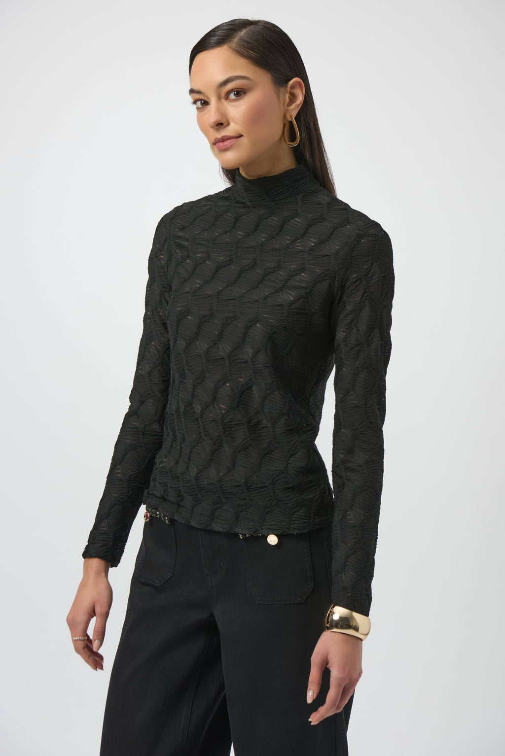 Shop Joseph Ribkoff Textured Knit Fitted Top - Joseph Ribkoff