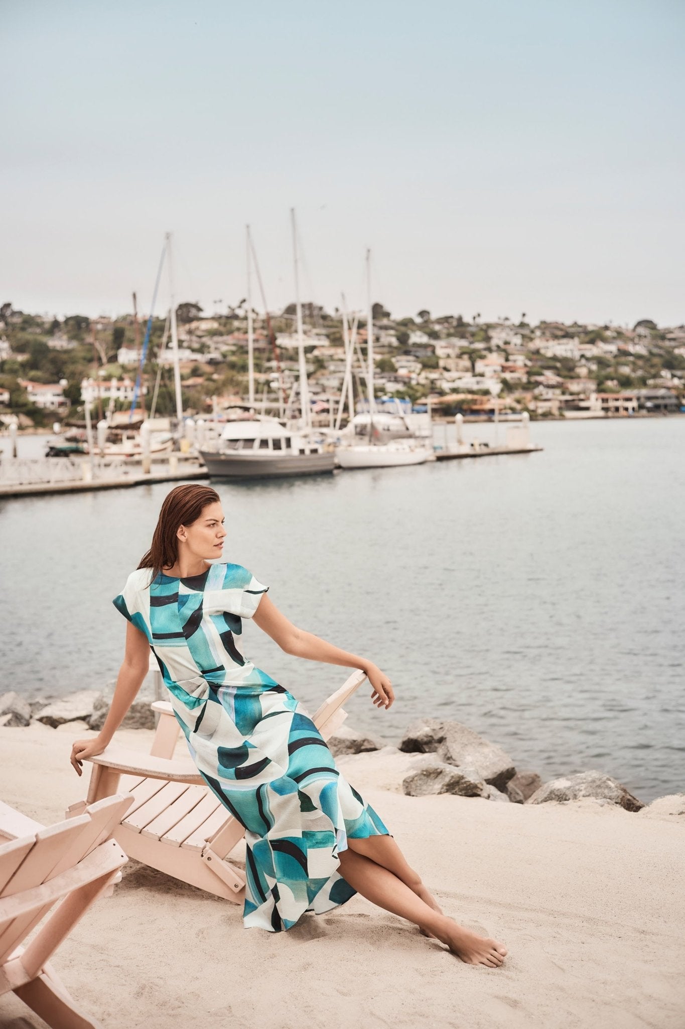 Shop Joseph Ribkoff Textured Satin Geometric Print Fit and Flare Dress - Joseph Ribkoff