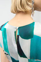 Shop Joseph Ribkoff Textured Satin Geometric Print Fit and Flare Dress - Joseph Ribkoff