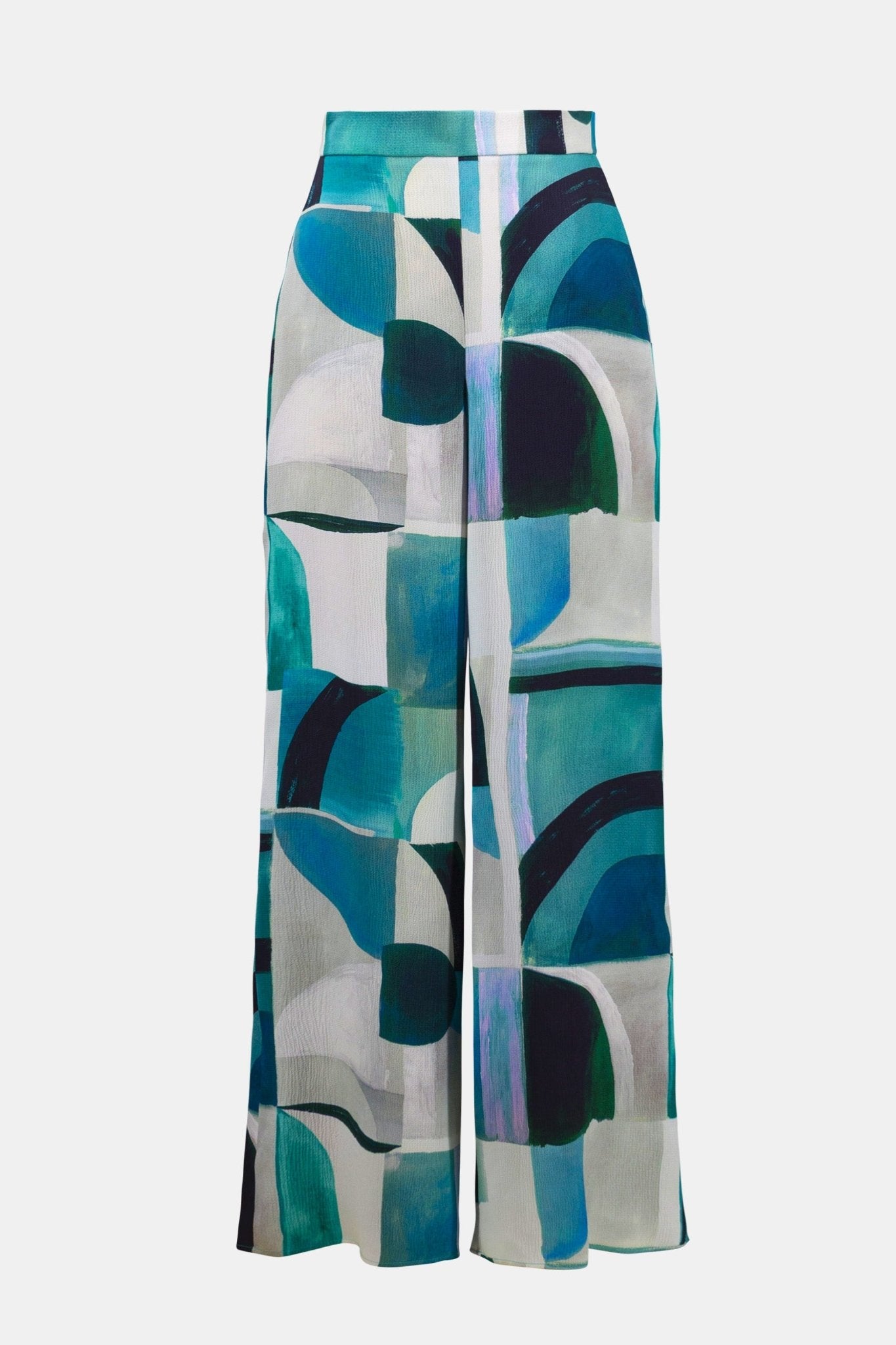Shop Joseph Ribkoff Textured Satin Geometric Print Wide Leg Pull - On Pants Style 261042 - Joseph Ribkoff