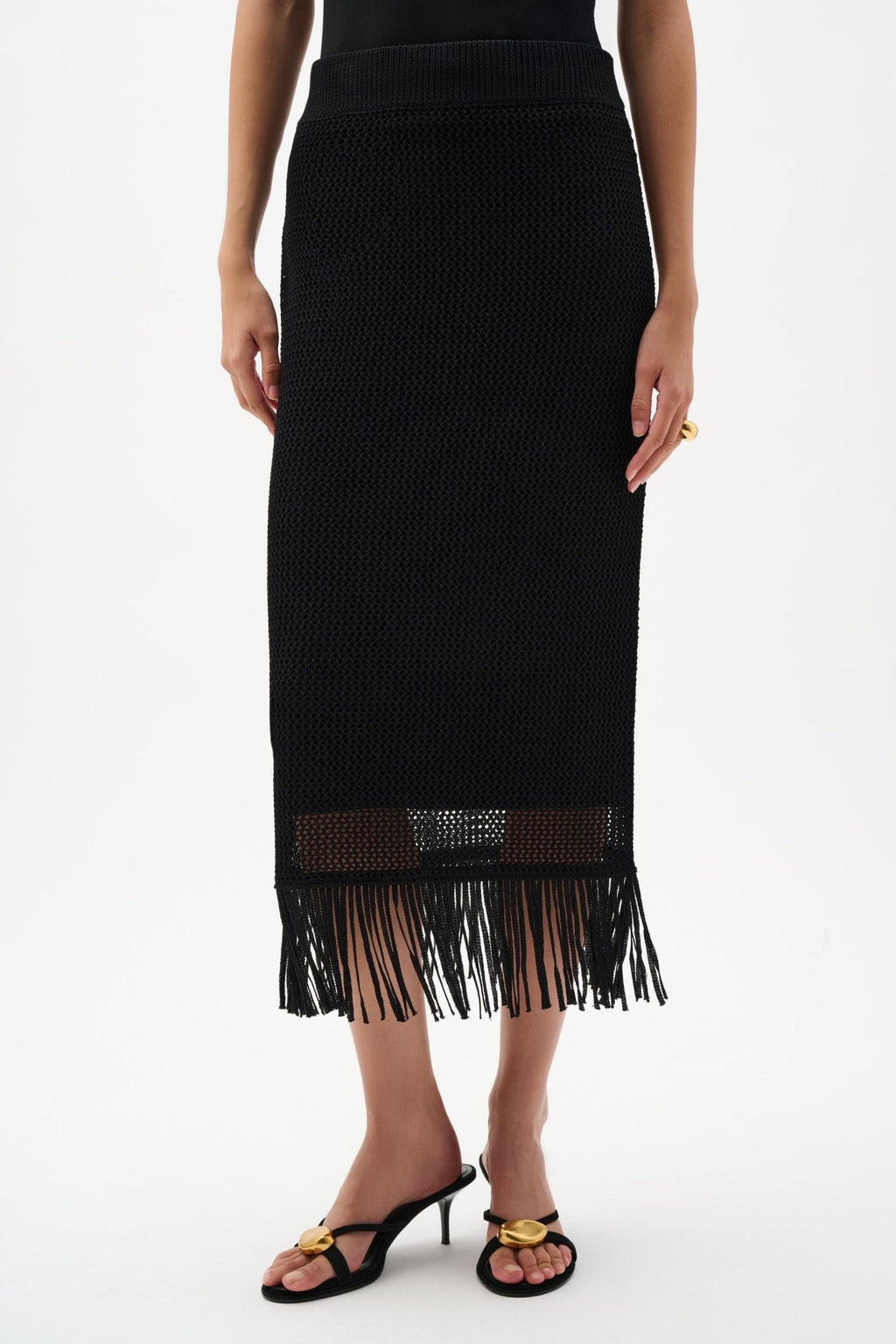Shop Joseph Ribkoff Viscose Sweater Knit Skirt With Fringe Trim - Joseph Ribkoff