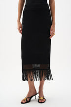 Shop Joseph Ribkoff Viscose Sweater Knit Skirt With Fringe Trim - Joseph Ribkoff