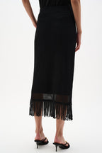 Shop Joseph Ribkoff Viscose Sweater Knit Skirt With Fringe Trim - Joseph Ribkoff