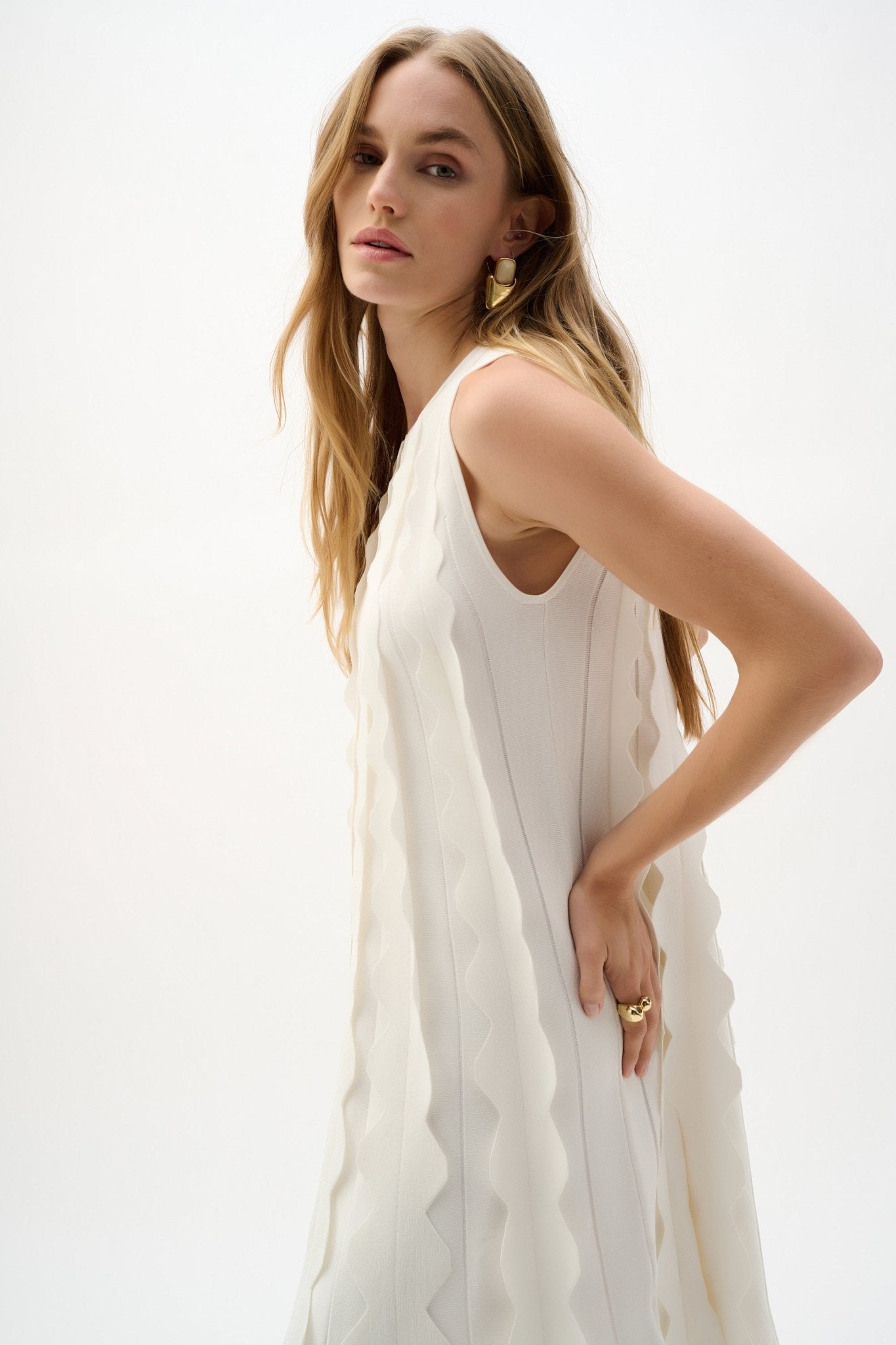 Shop Joseph Ribkoff Viscose Sweater Knit Sleeveless A - Line Dress - Joseph Ribkoff