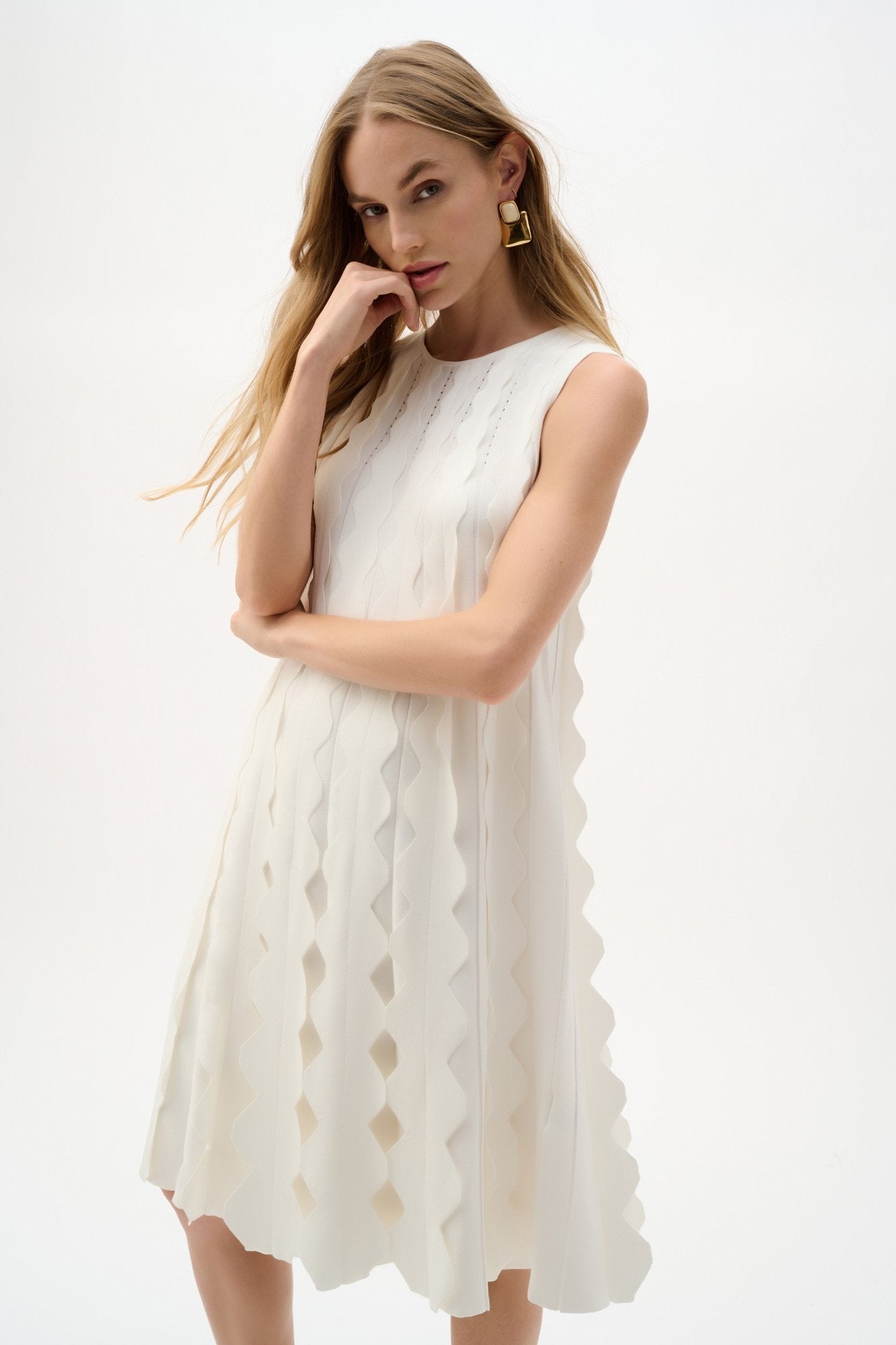 Shop Joseph Ribkoff Viscose Sweater Knit Sleeveless A - Line Dress - Joseph Ribkoff
