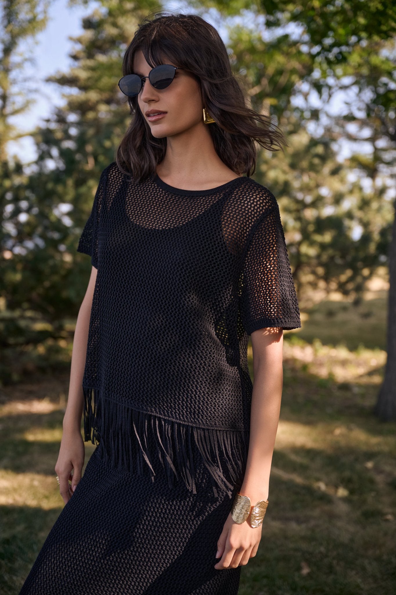 Shop Joseph Ribkoff Viscose Sweater Knit Top With Fringe Trim - Joseph Ribkoff