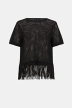 Shop Joseph Ribkoff Viscose Sweater Knit Top With Fringe Trim - Joseph Ribkoff