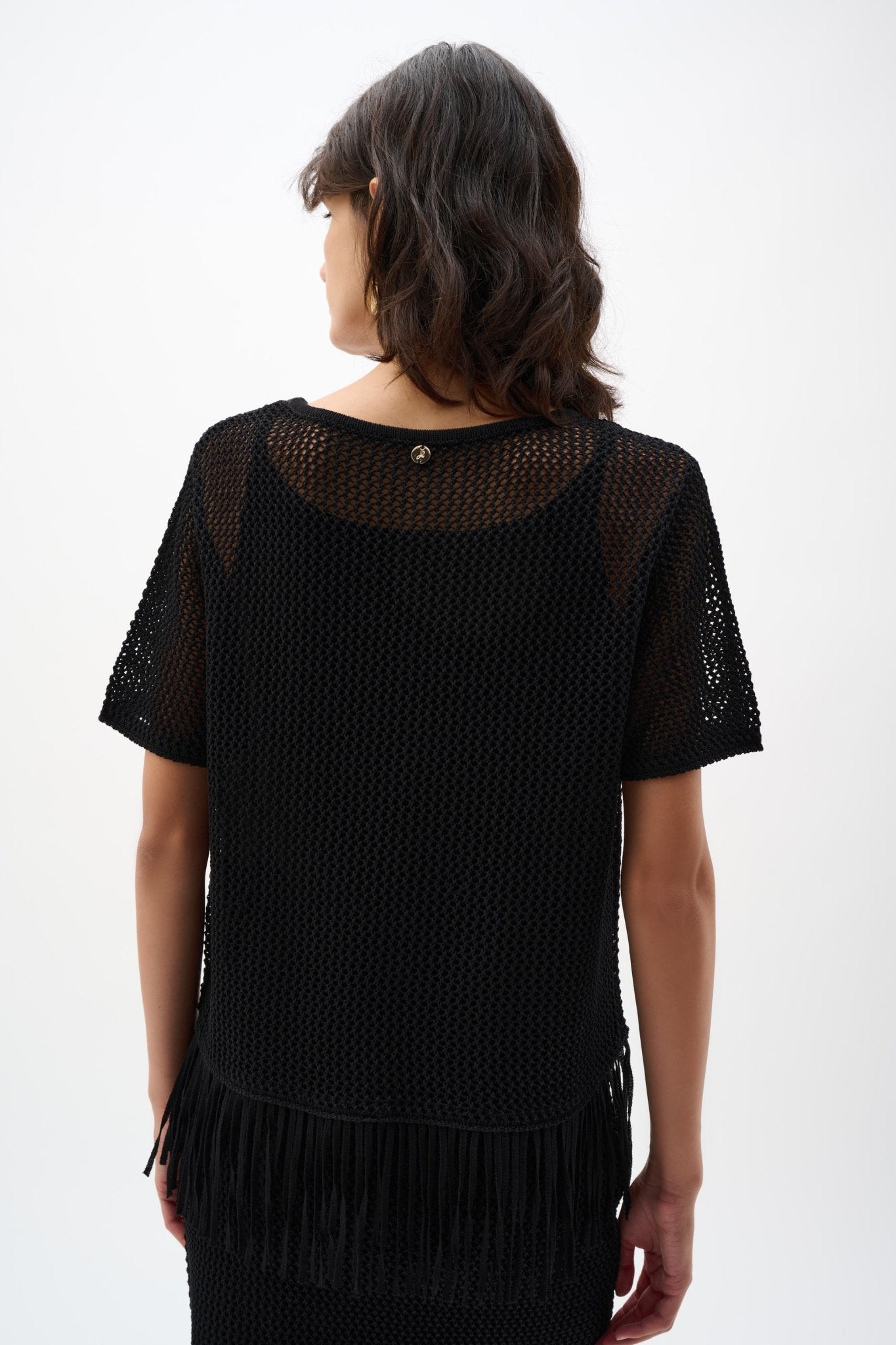 Shop Joseph Ribkoff Viscose Sweater Knit Top With Fringe Trim - Joseph Ribkoff