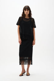 Shop Joseph Ribkoff Viscose Sweater Knit Top With Fringe Trim - Joseph Ribkoff