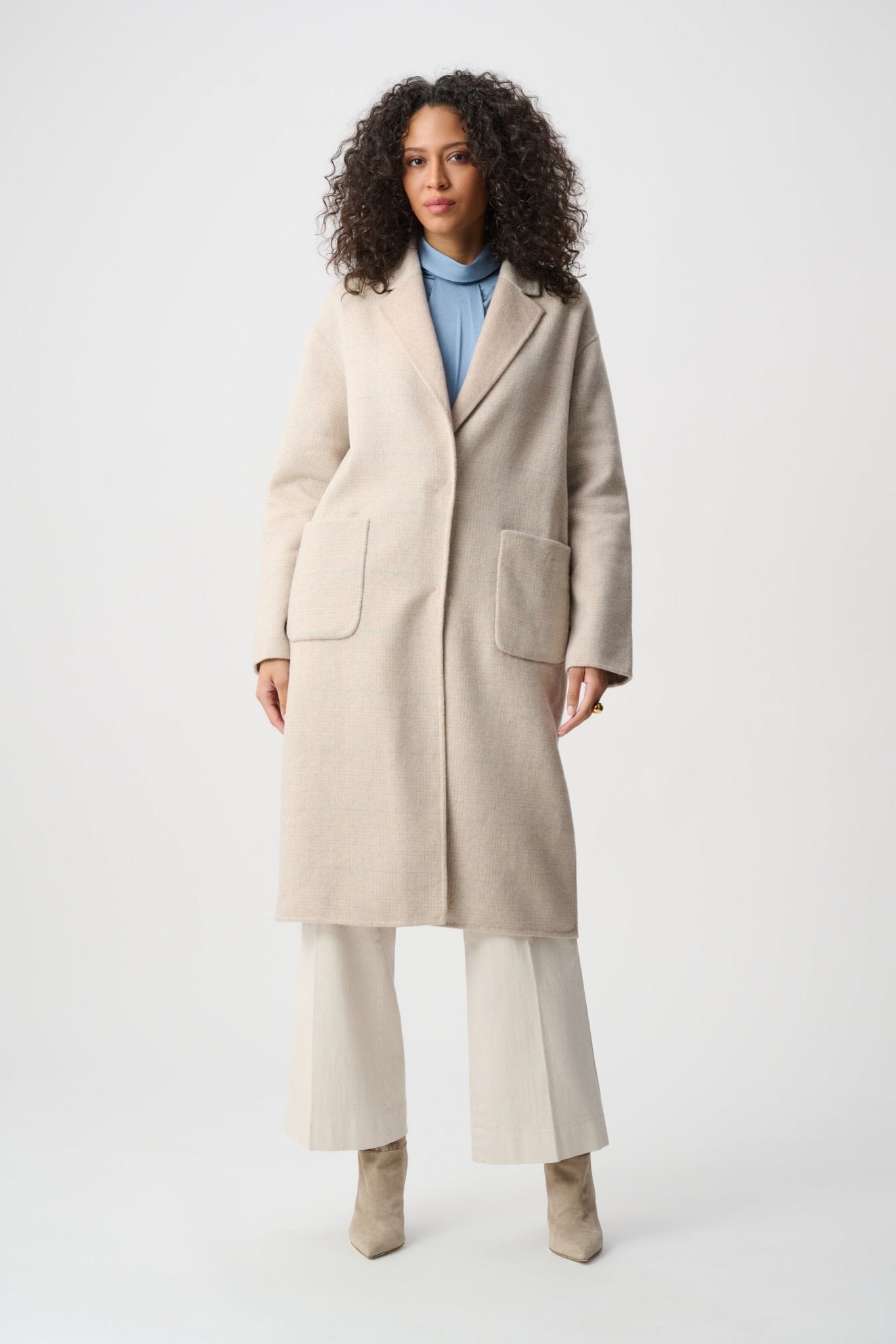 Shop Joseph Ribkoff Wool Blend Plaid Reversible Coat - Joseph Ribkoff