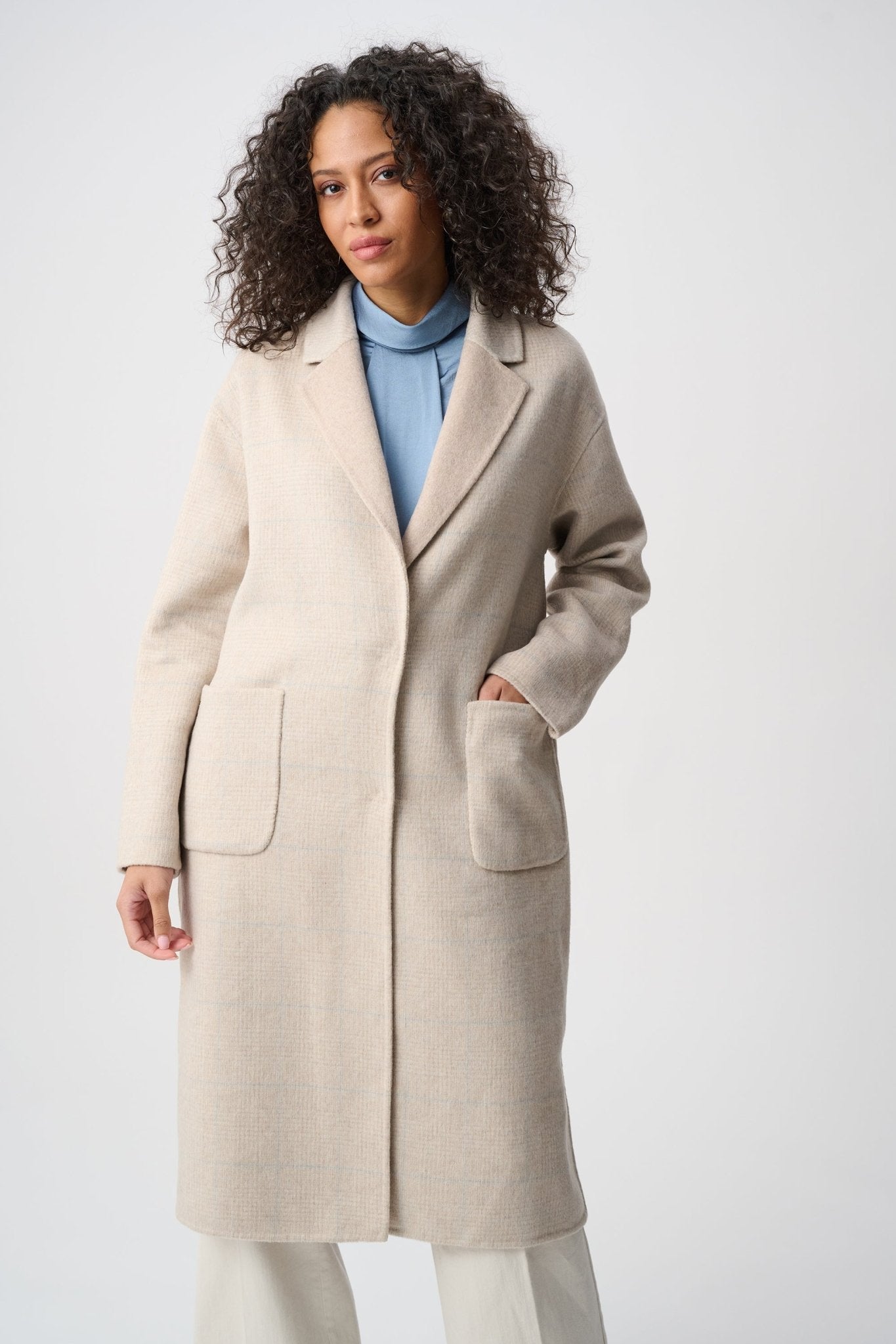 Shop Joseph Ribkoff Wool Blend Plaid Reversible Coat - Joseph Ribkoff