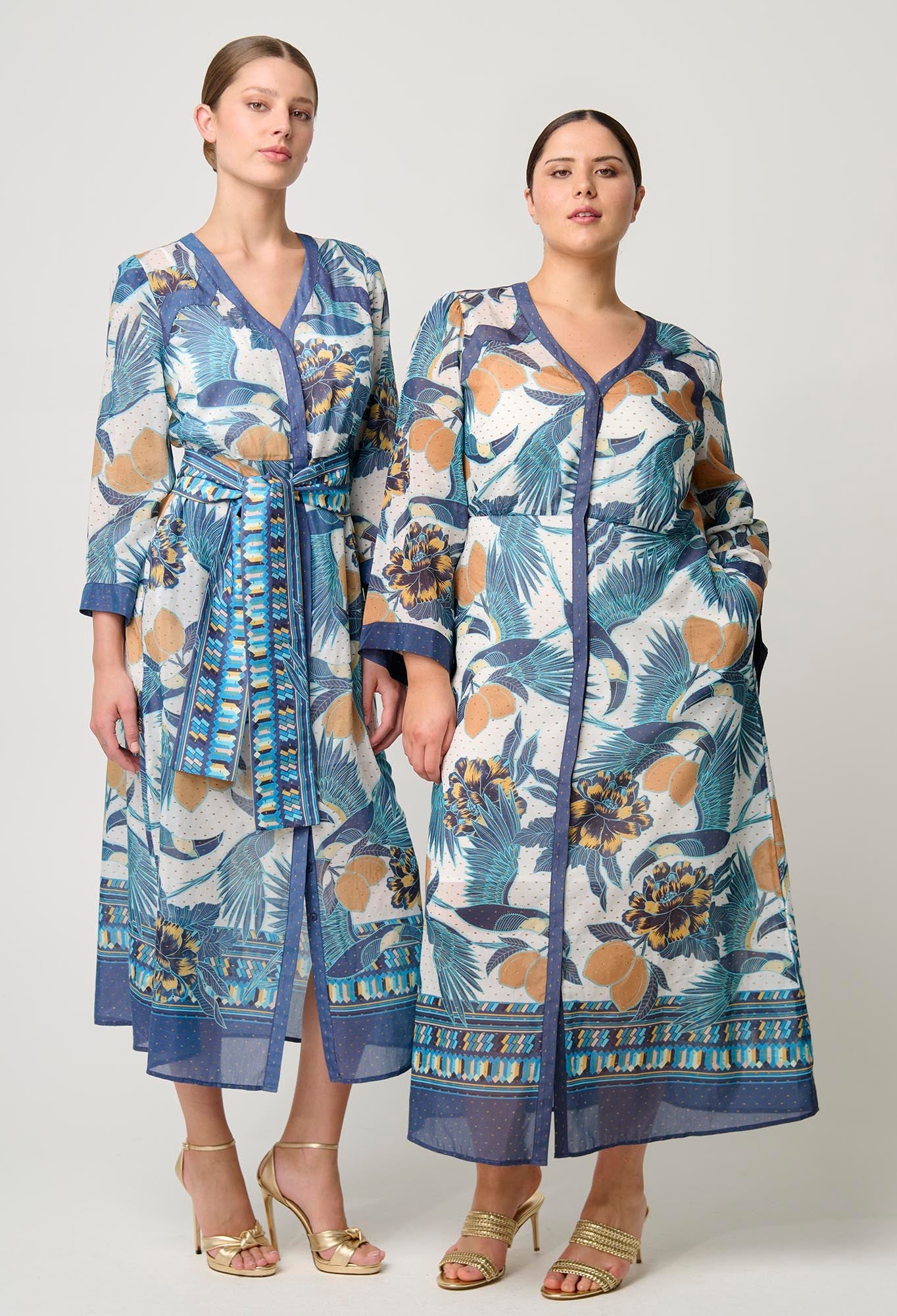 Shop Kimona Cotton Silk Kimono Sleeve Coat Dress in Tukano Print - OnceWas