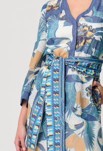 Shop Kimona Cotton Silk Kimono Sleeve Coat Dress in Tukano Print - OnceWas