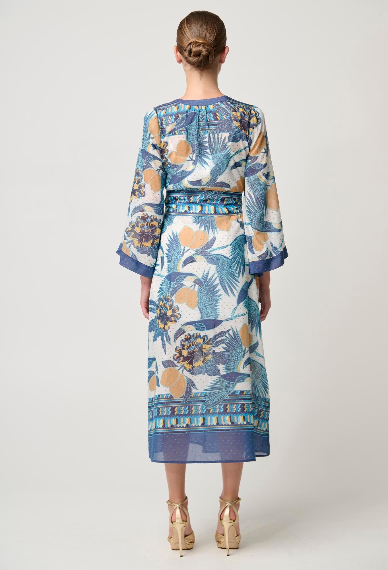 Shop Kimona Cotton Silk Kimono Sleeve Coat Dress in Tukano Print - OnceWas