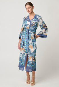 Shop Kimona Cotton Silk Kimono Sleeve Coat Dress in Tukano Print - OnceWas