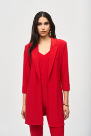 Shop Knit Long Blazer Style 233304 | Lipstick Red - Joseph Ribkoff