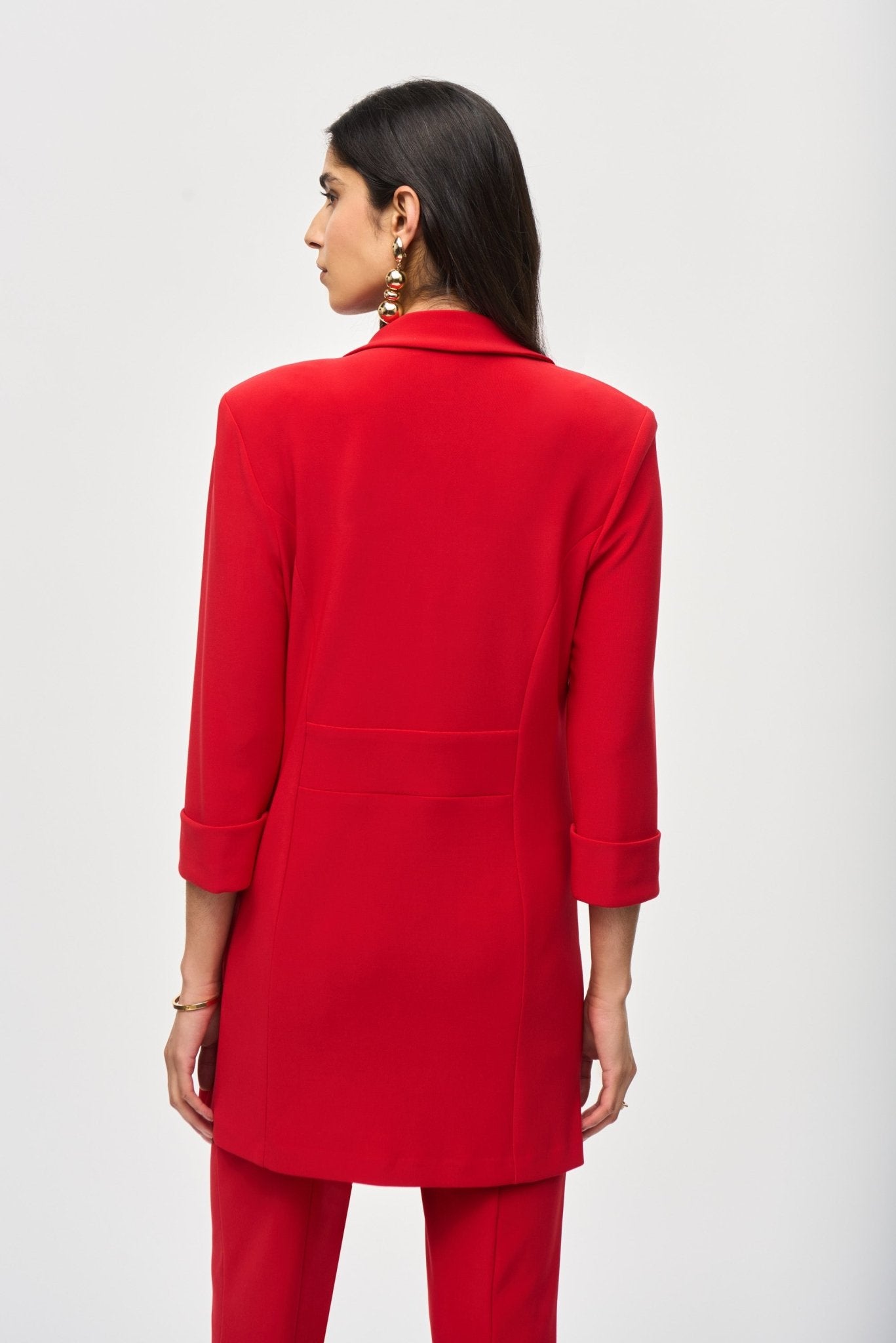 Shop Knit Long Blazer Style 233304 | Lipstick Red - Joseph Ribkoff