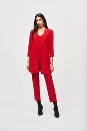 Shop Knit Long Blazer Style 233304 | Lipstick Red - Joseph Ribkoff