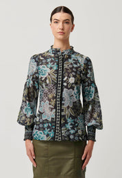 Shop Knox Cotton Silk Shirt in Dahlia Fields - OnceWas