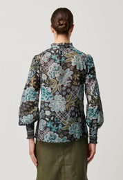 Shop Knox Cotton Silk Shirt in Dahlia Fields - OnceWas