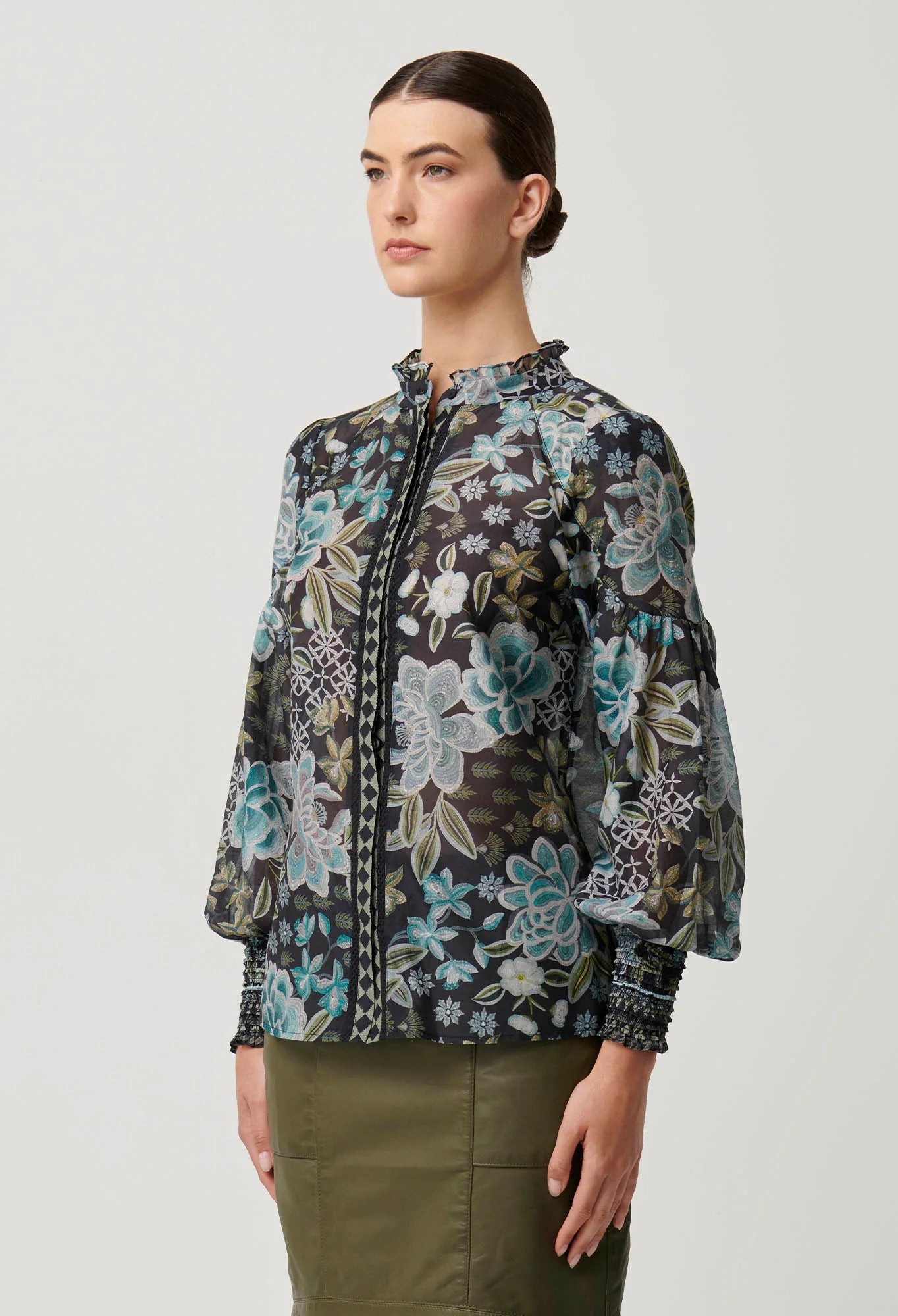 Shop Knox Cotton Silk Shirt in Dahlia Fields - OnceWas