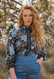 Shop Knox Cotton Silk Shirt in Dahlia Fields - OnceWas