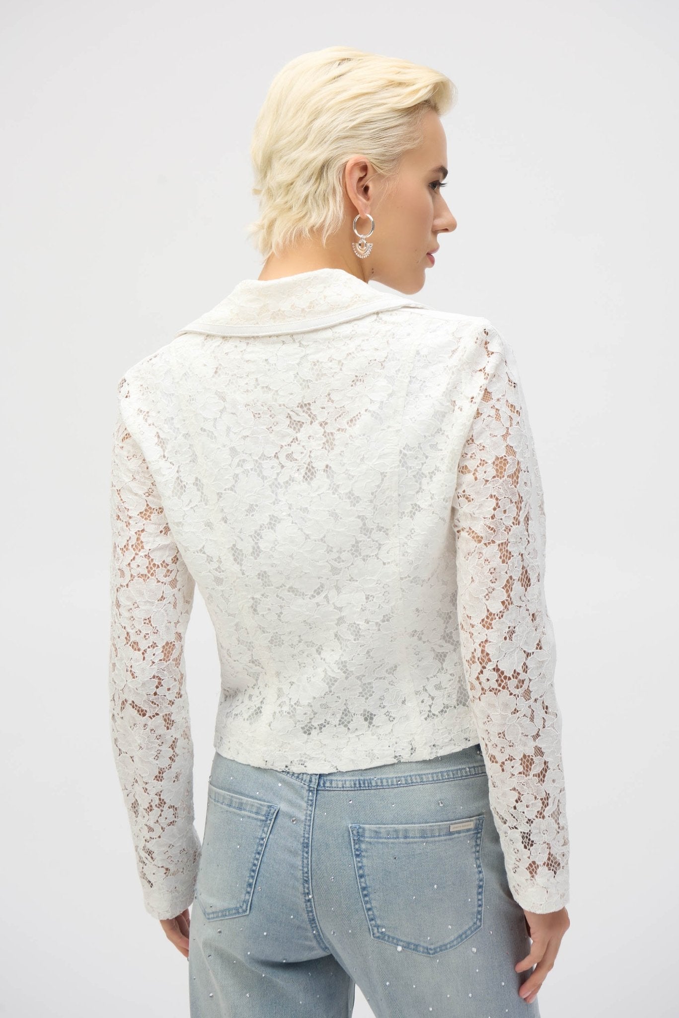 Shop Lace Fitted Moto Jacket - JOSEPH RIBKOFF