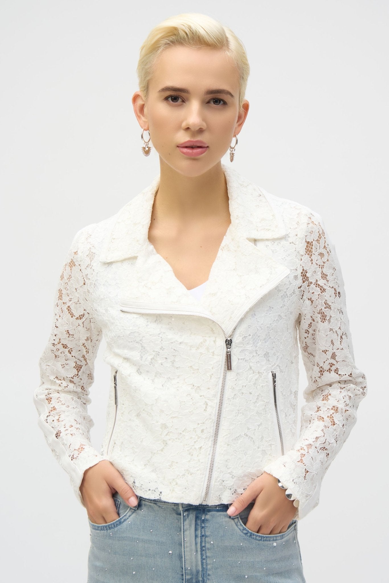 Shop Lace Fitted Moto Jacket - JOSEPH RIBKOFF