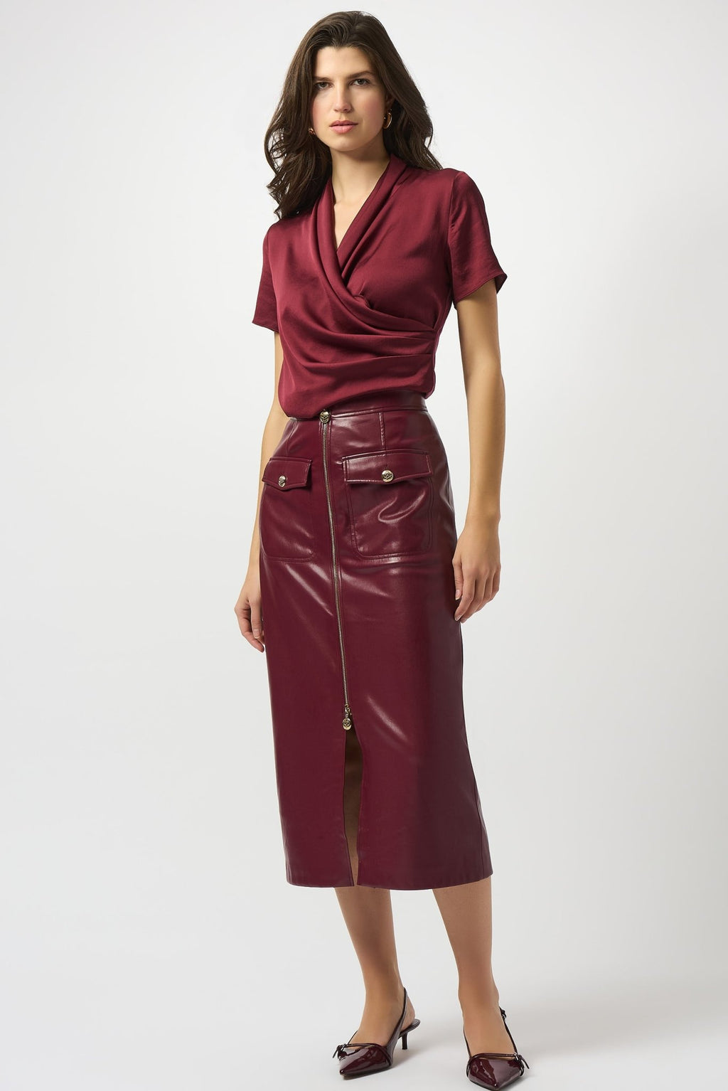 Shop Leatherette Long Pencil Skirt - Joseph Ribkoff