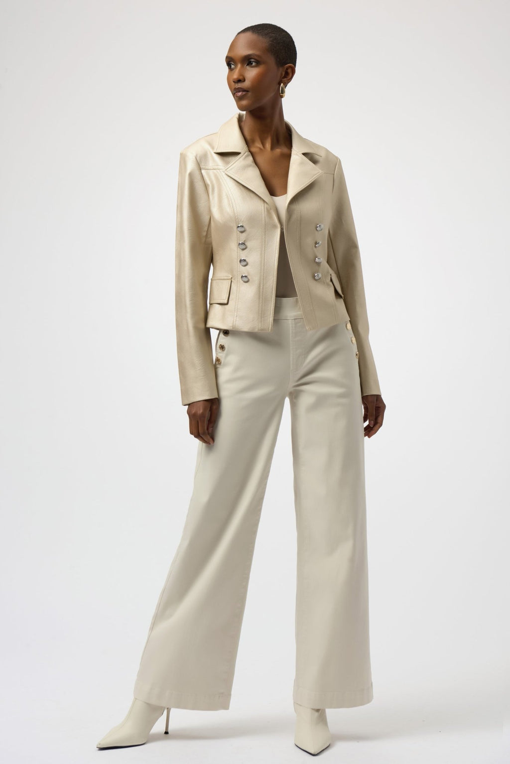 Shop Leatherette Notched Collar Fitted Jacket - Joseph Ribkoff
