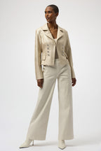 Shop Leatherette Notched Collar Fitted Jacket - Joseph Ribkoff