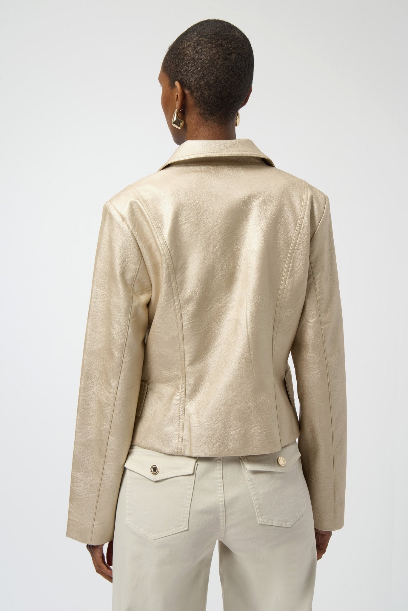 Shop Leatherette Notched Collar Fitted Jacket - Joseph Ribkoff