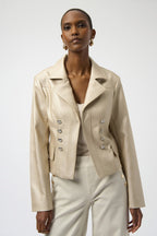 Shop Leatherette Notched Collar Fitted Jacket - Joseph Ribkoff