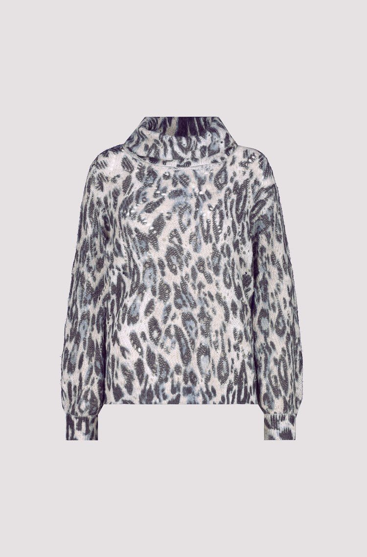 Shop Leopard Print Jacquard Sweater | Blue - Monari